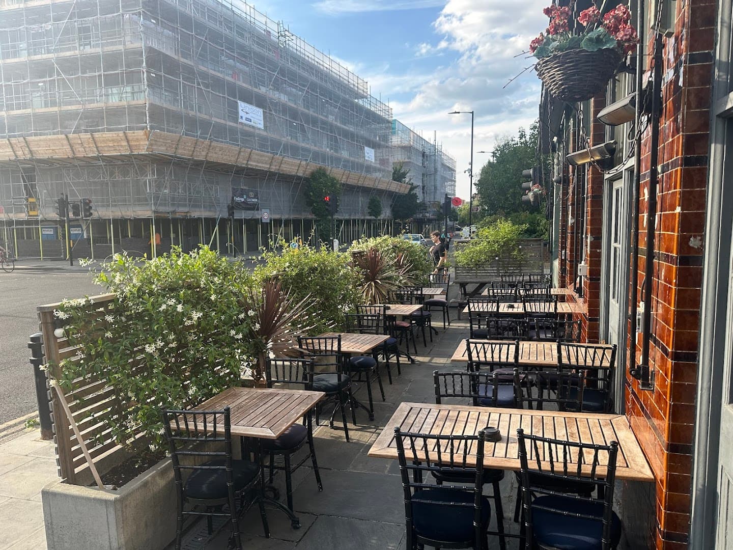 Outdoor terrace seating at The Duke of Richmond, Hackney, London