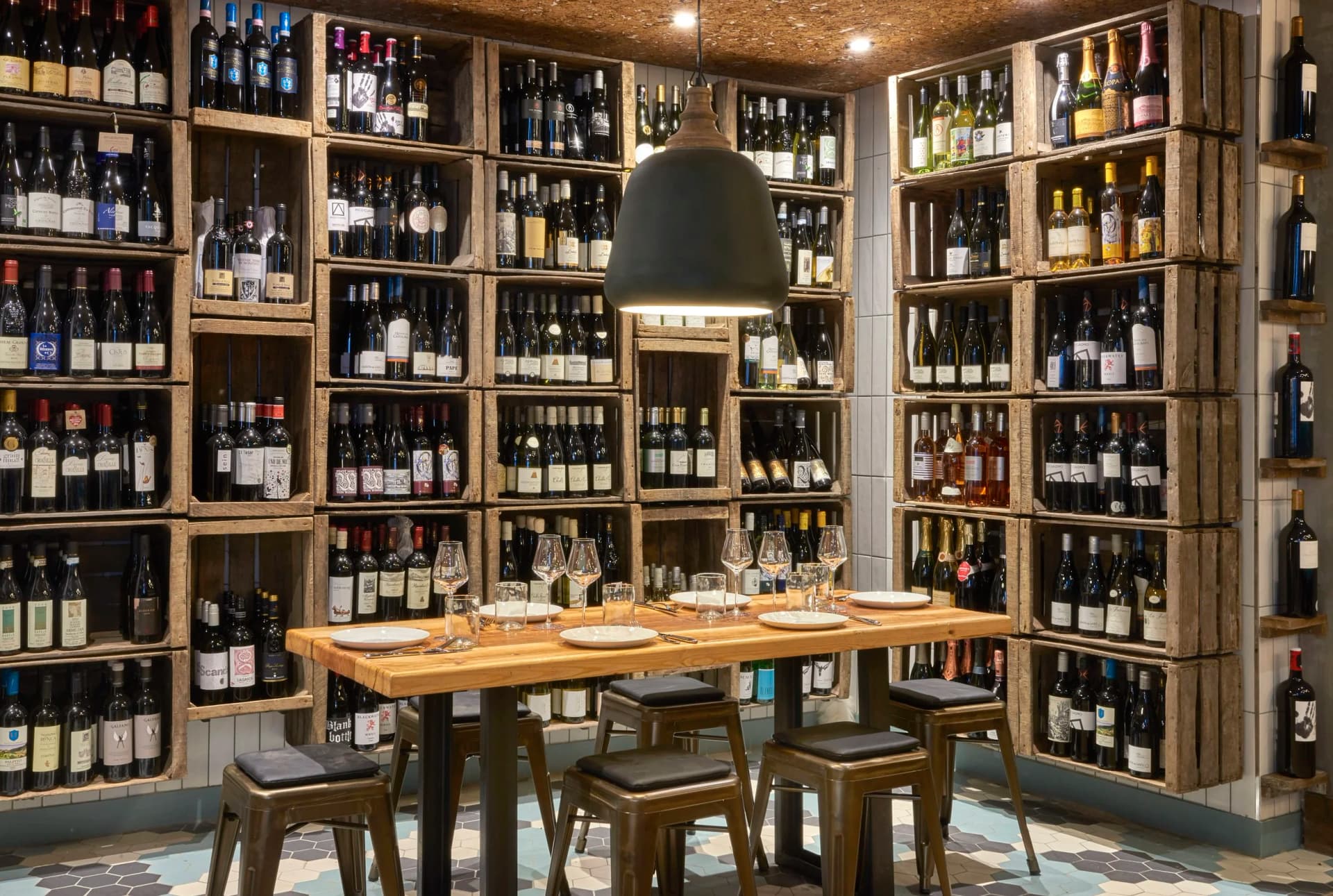 Wine cellar dining area at Humble Grape Fleet Street Wine Bar & Restaurant, London