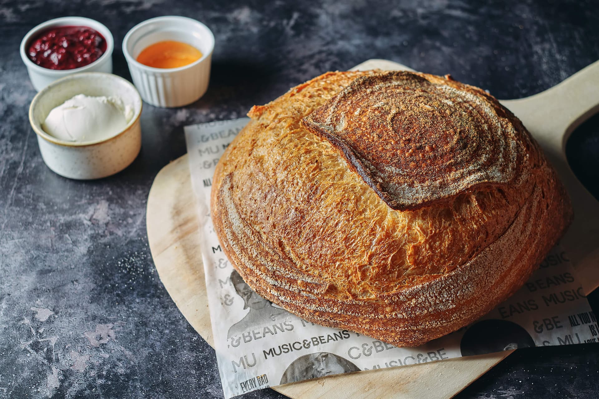 Artisan sourdough bread at Music & Beans Haringey, London