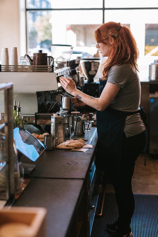 Barista coffee preparation at Music & Beans Haringey, London