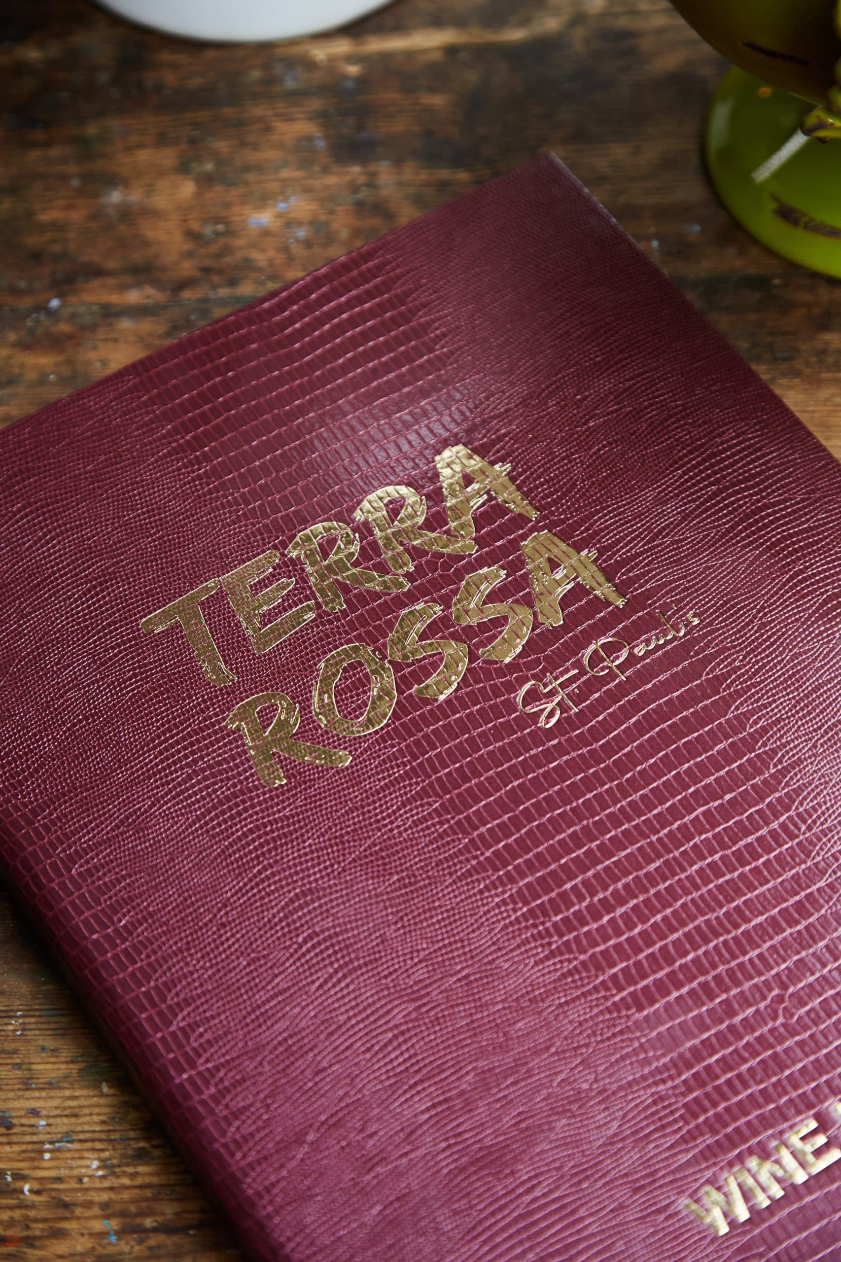 Wine list menu at Terra Rossa, London