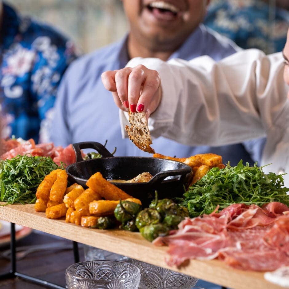 Sharing platter board at Megan's on the High Street Restaurant, Kensington, London