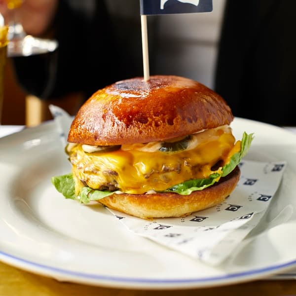 Cheeseburger with brioche bun at Chucs Mayfair, London