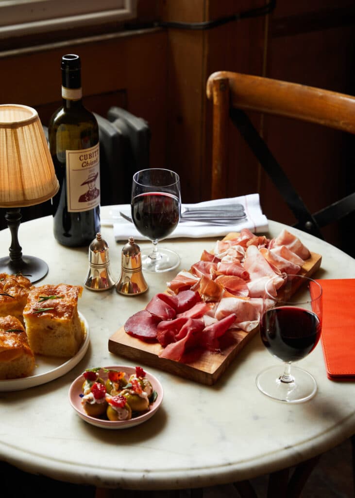 Charcuterie and wine at The Orange Pub & Boutique Hotel Belgravia, London