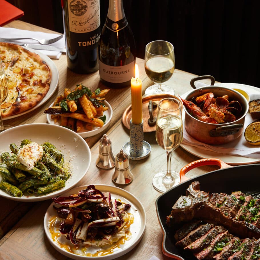 Sharing feast spread at The Orange Pub & Boutique Hotel Belgravia, London