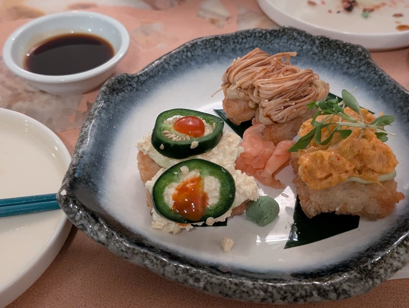 Assorted sushi platter at 123V Browns, London