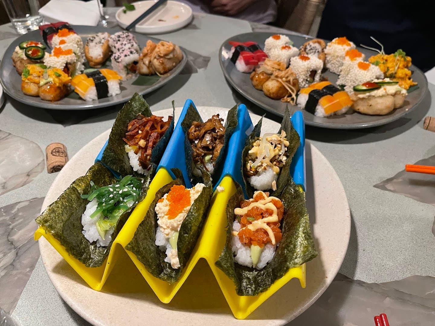 Sushi hand rolls platter at 123V Browns, London