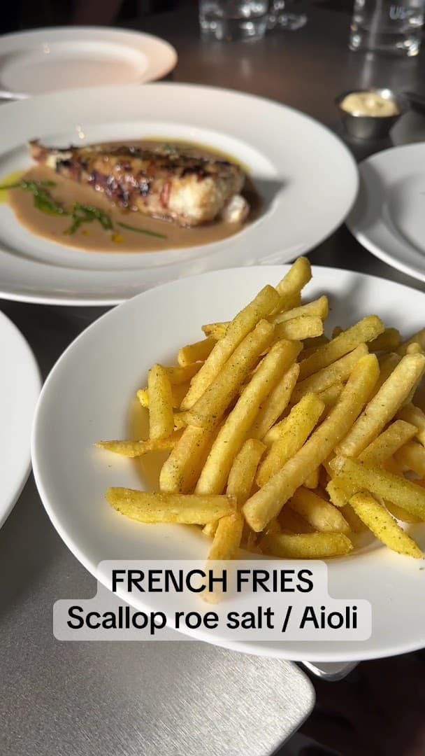French fries with scallop roe salt and aioli at Noisy Oyster seafood bistro, London