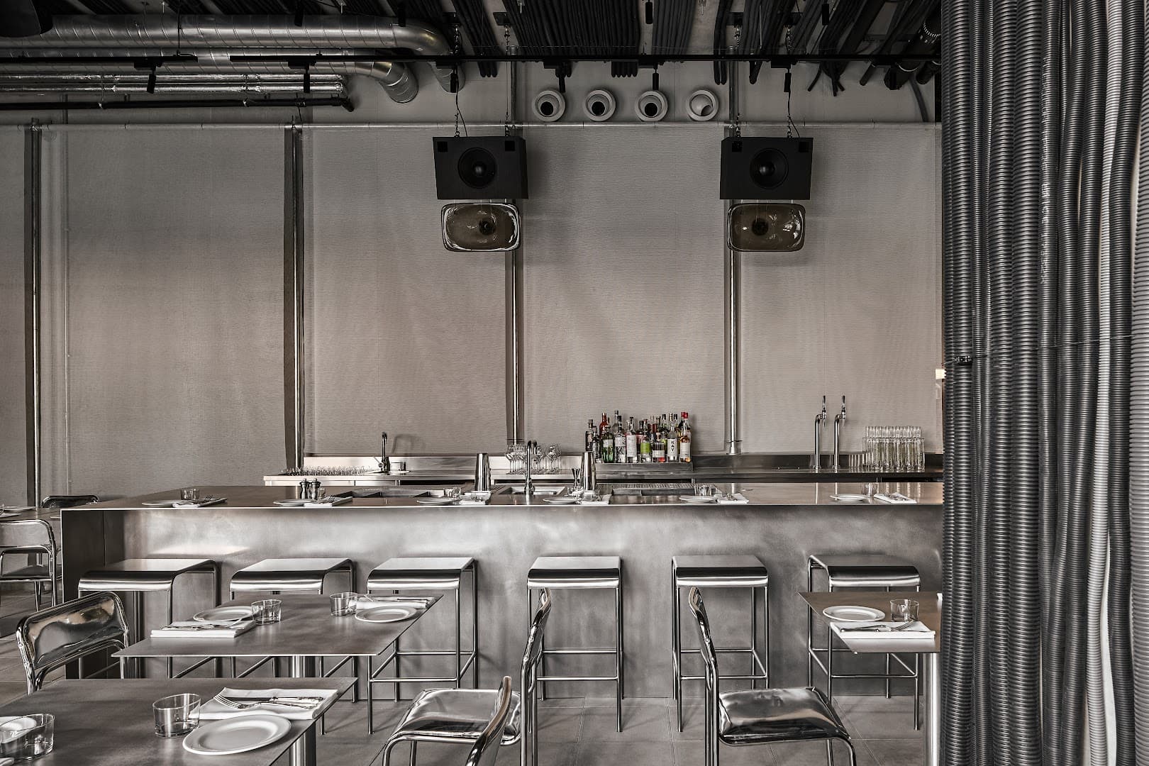 Industrial bar area at Noisy Oyster seafood bistro, London