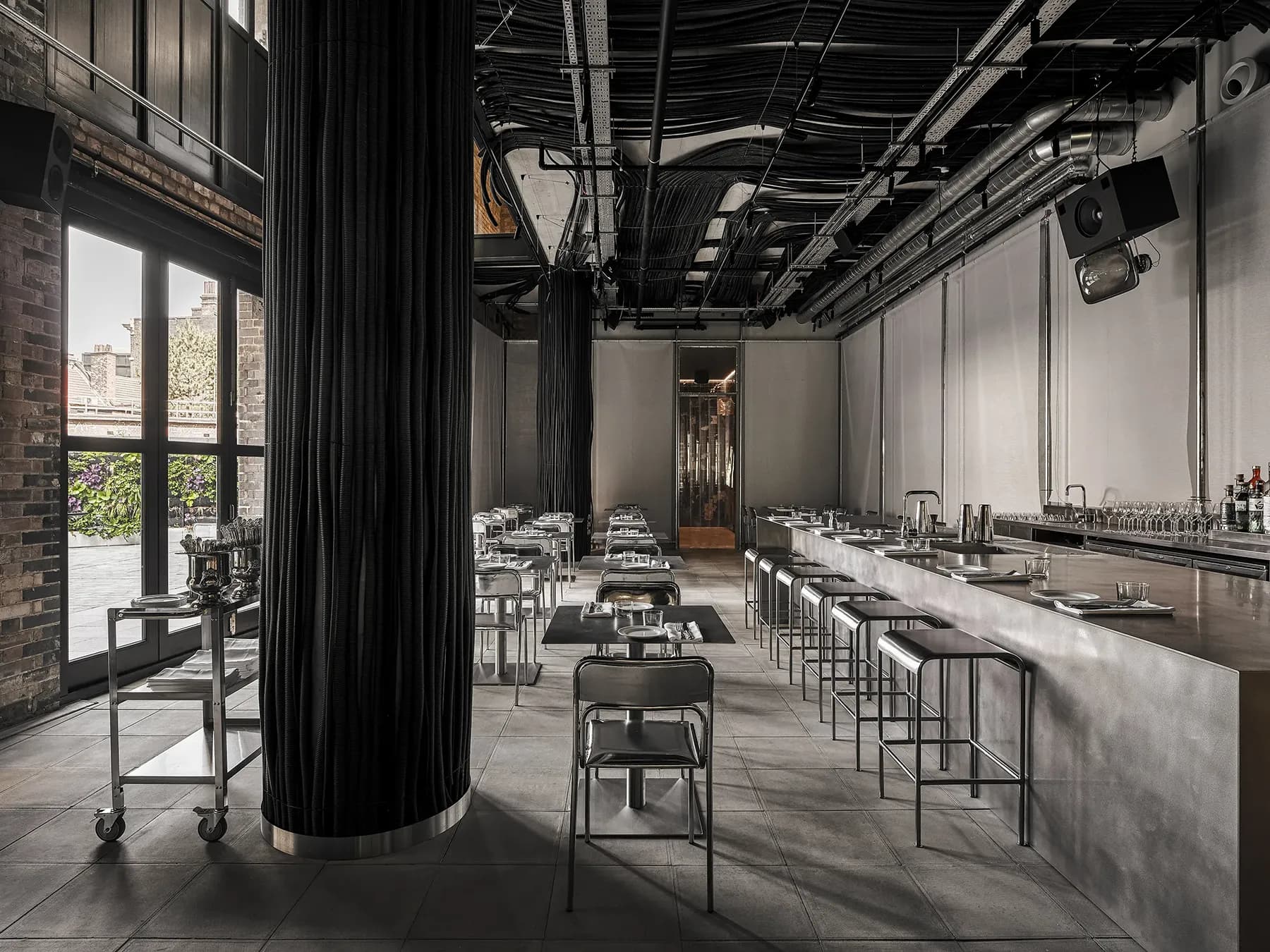 Industrial bar dining area at Noisy Oyster seafood bistro, London