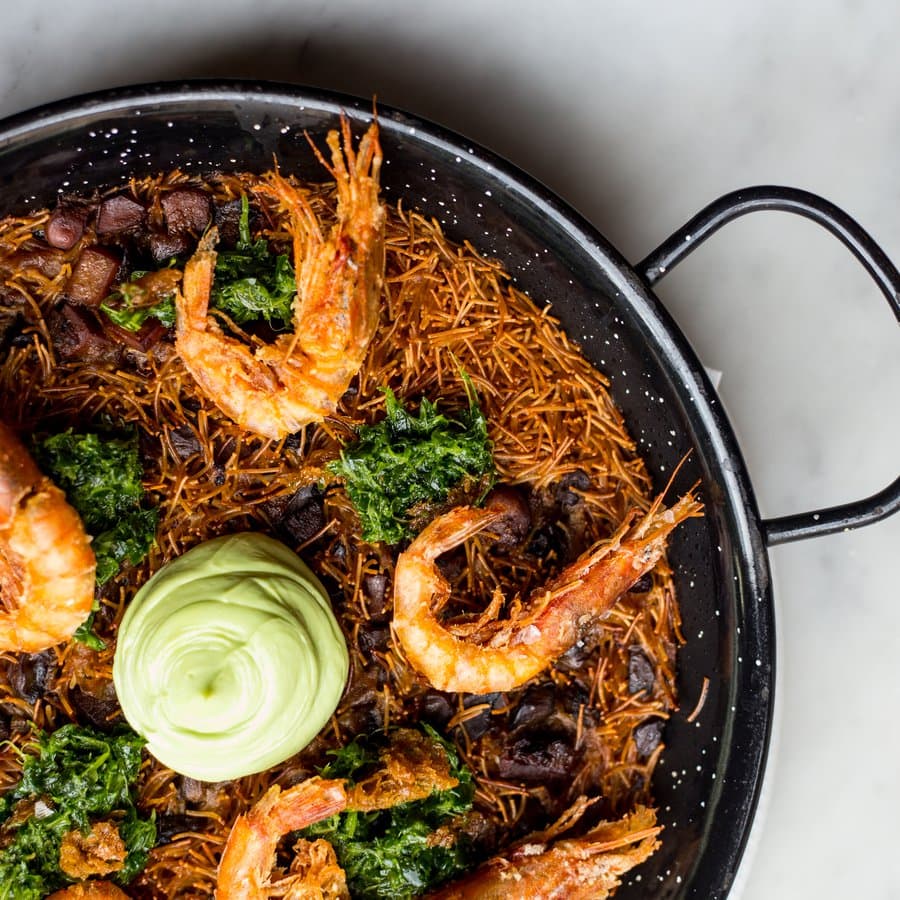 Fideua seafood noodles at Pizarro, London