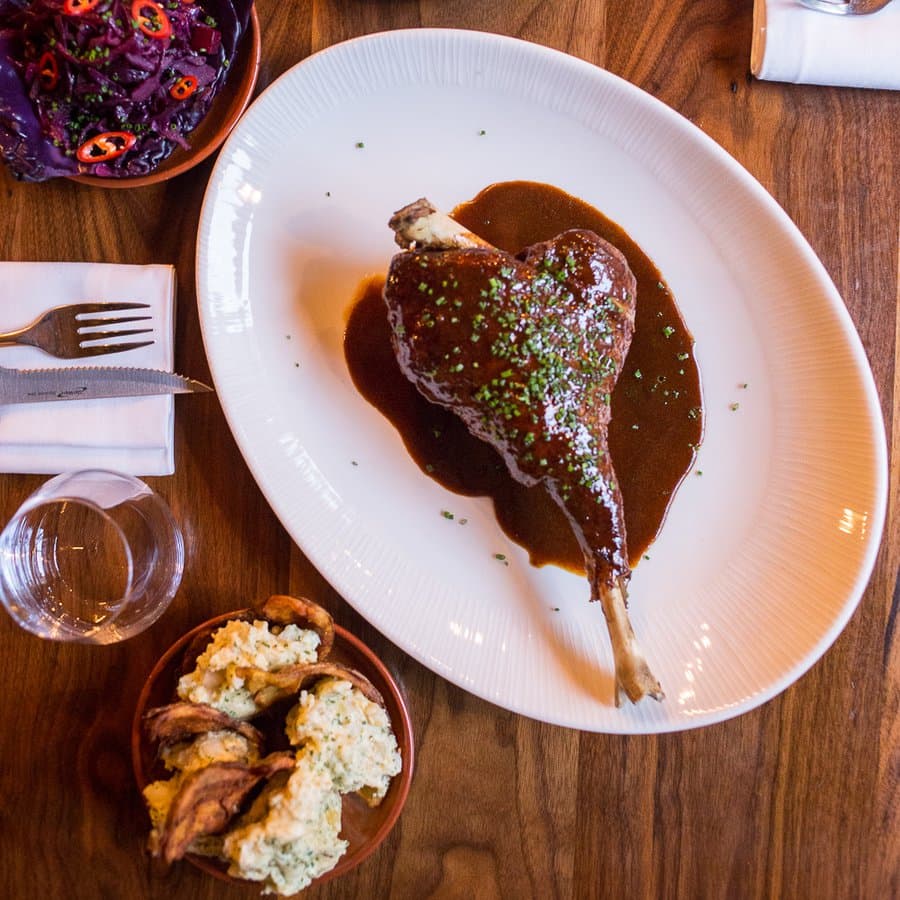 Roasted duck leg confit at Pizarro, London