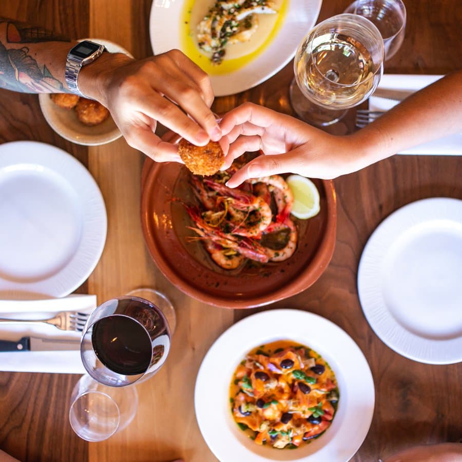 Shared dining table at Pizarro, London