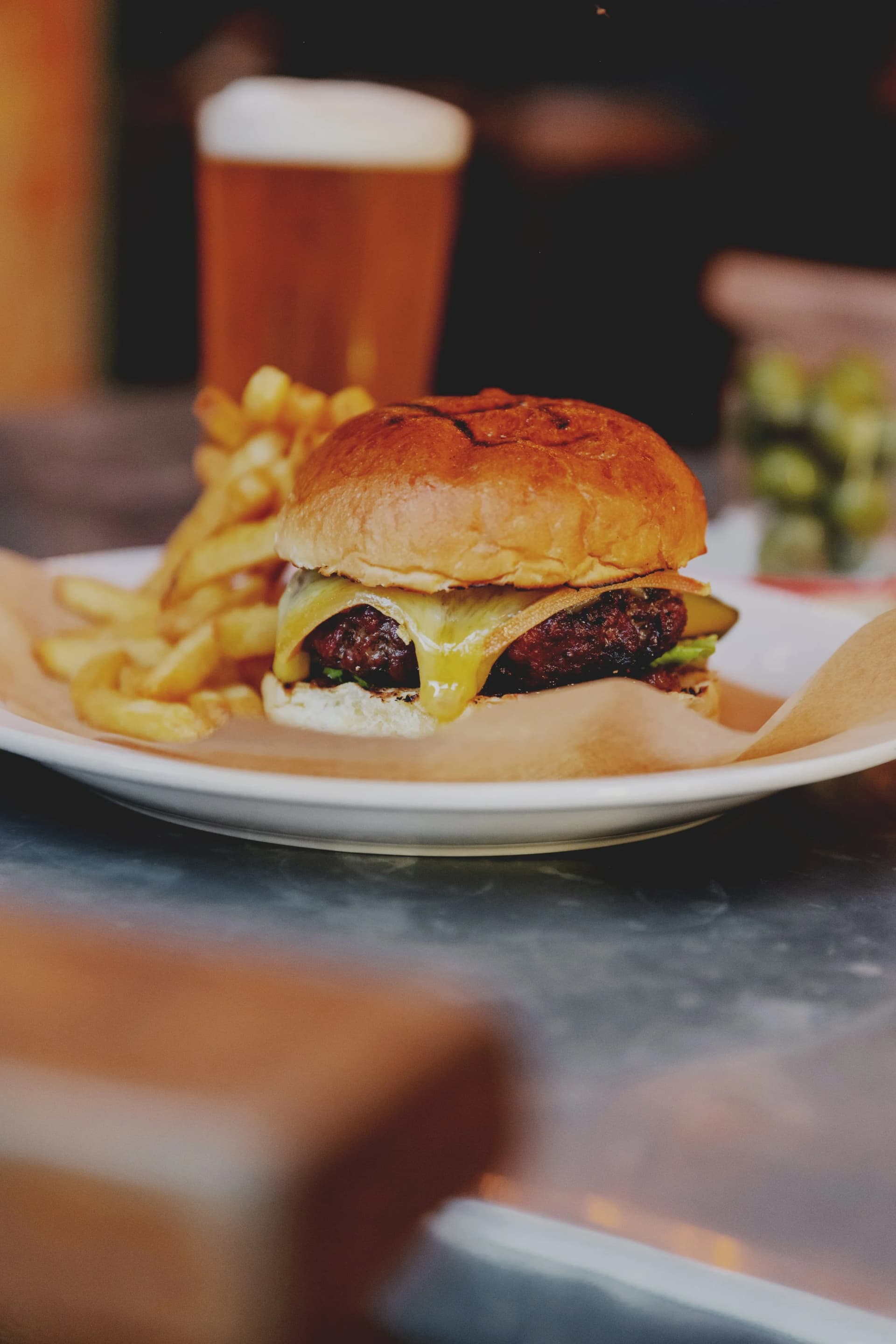 Cheeseburger and chips at Alice House West Hampstead, London