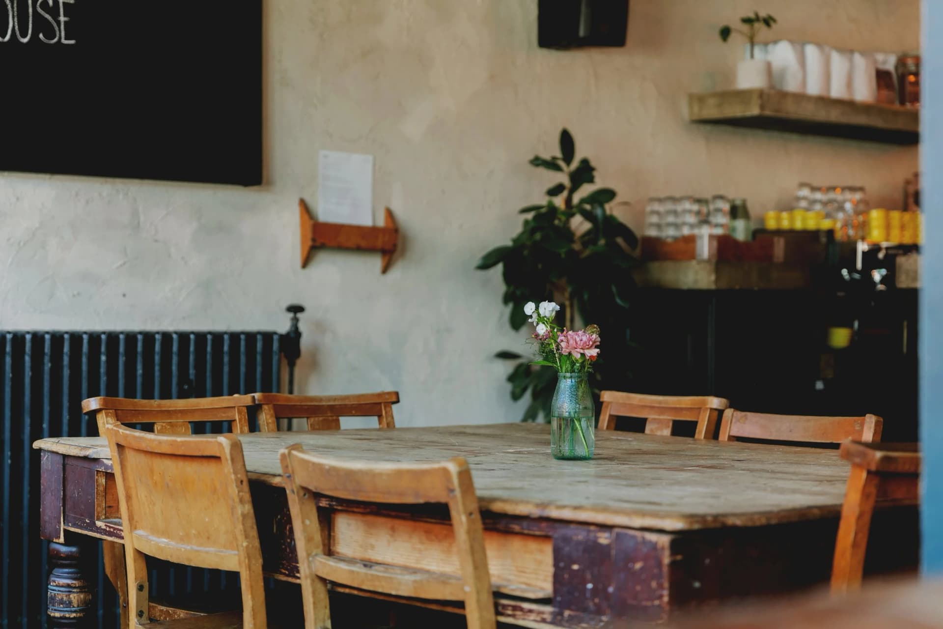 Communal dining table at Alice House West Hampstead, London