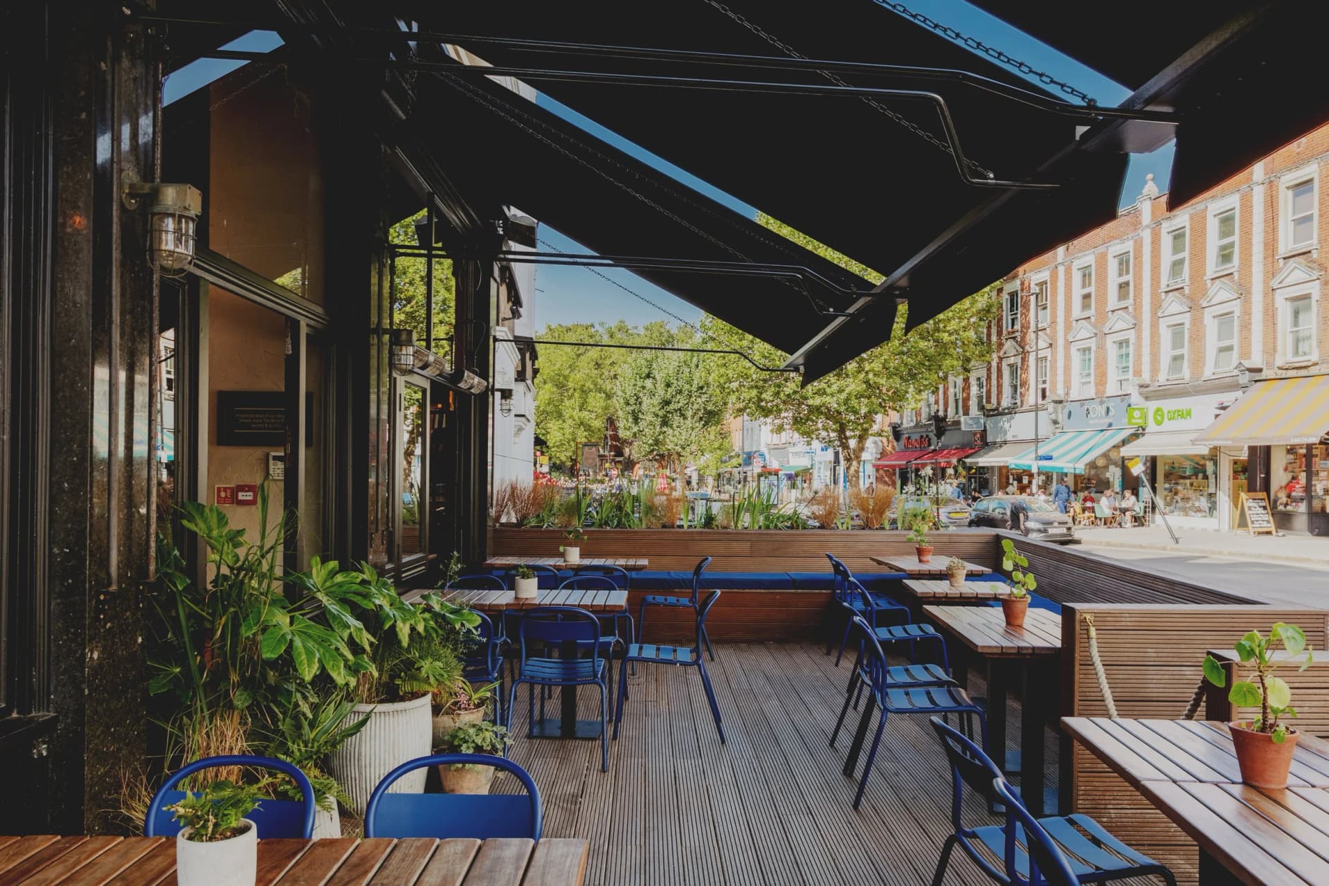 Outdoor terrace seating at Alice House West Hampstead, London