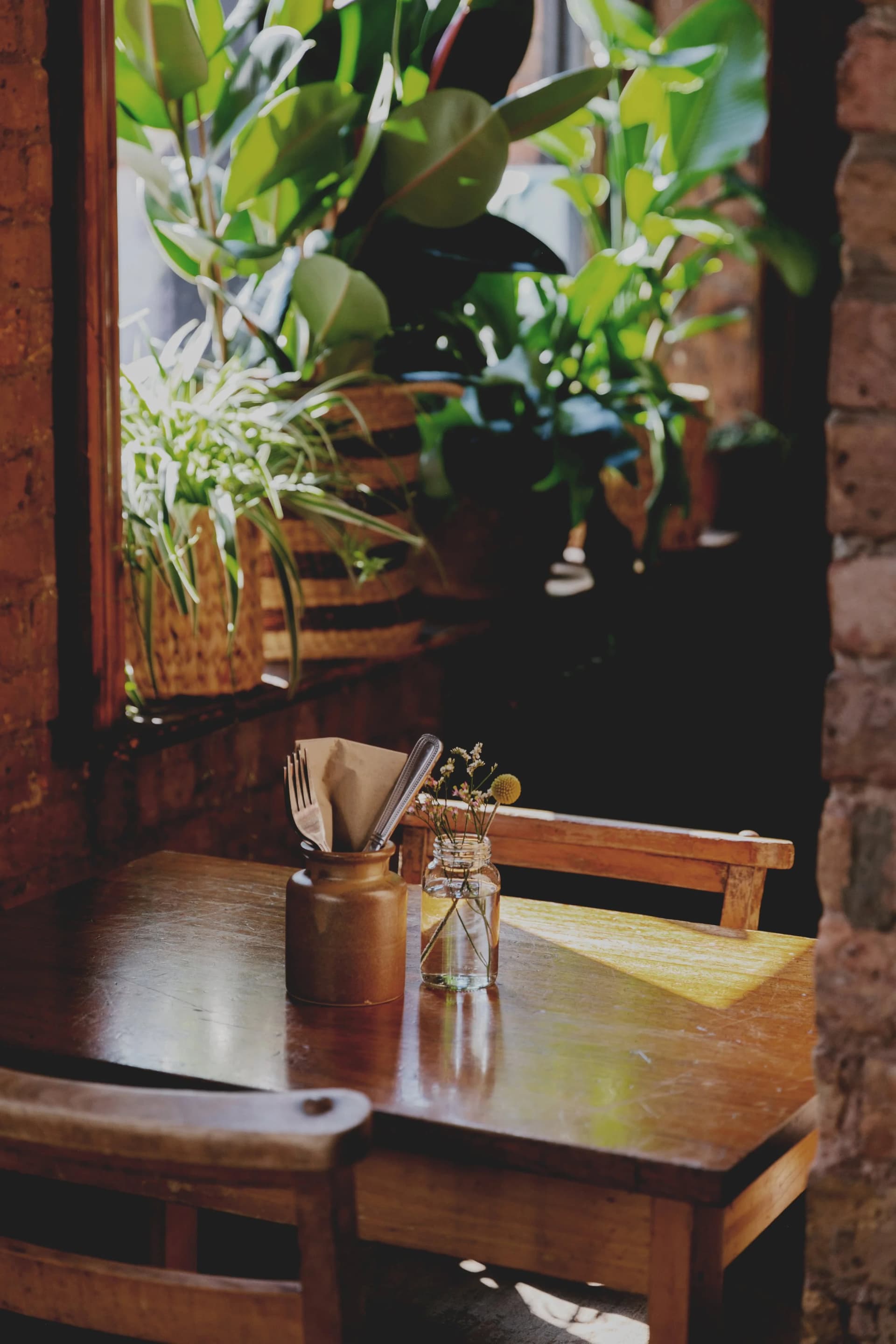 Rustic table setting at Alice House West Hampstead, London