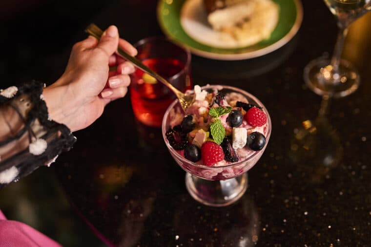 Fruit salad dessert at The Owl and Monkey, London