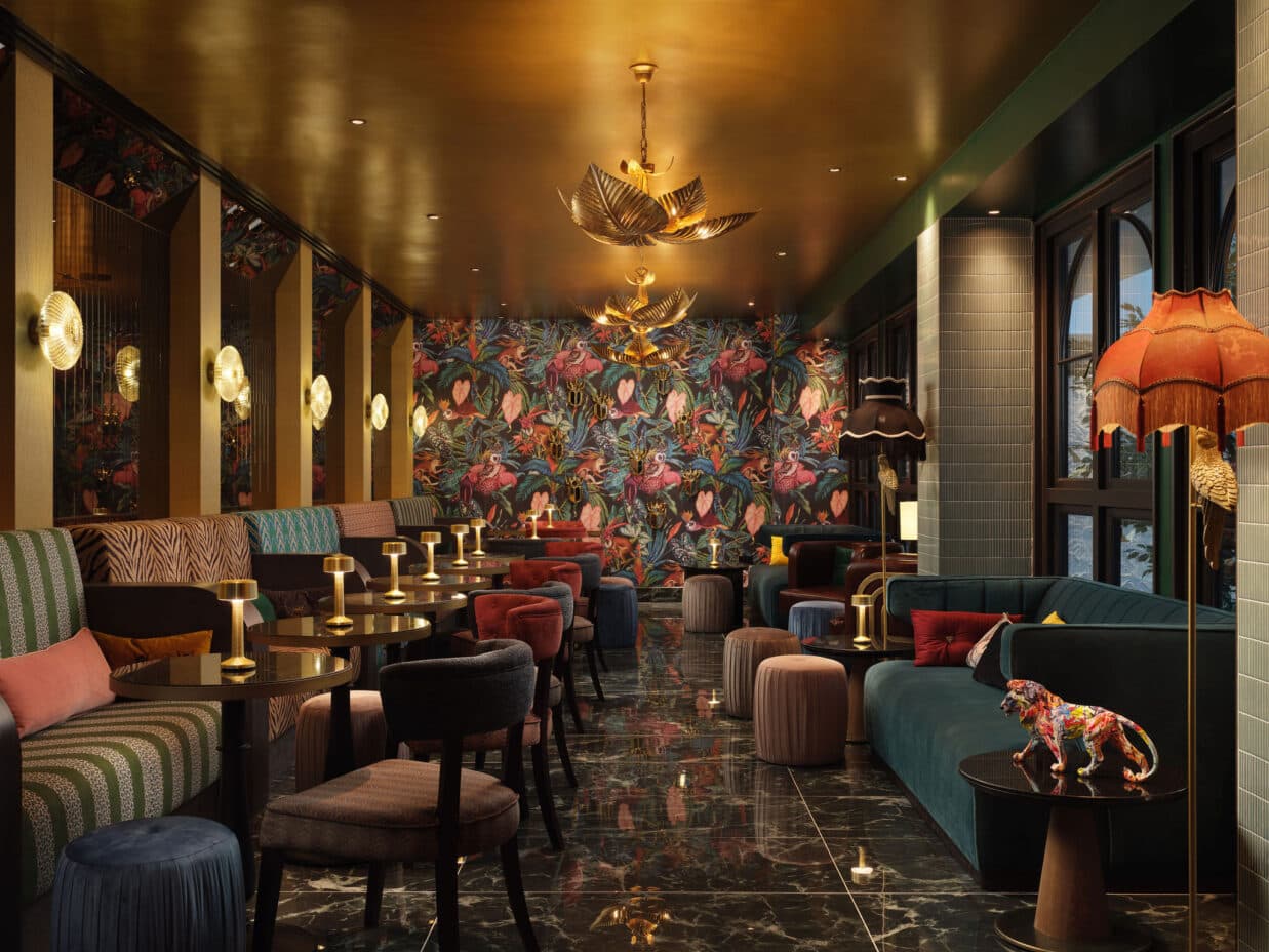 Luxurious lounge area at The Owl and Monkey, London