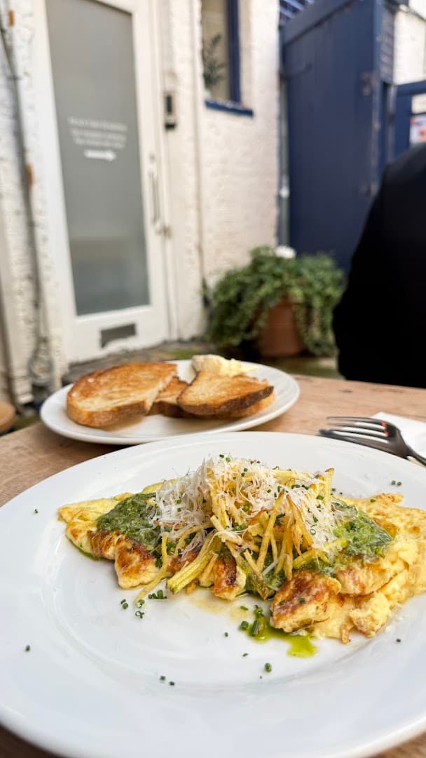 Omelette with toast at 26 Grains, London