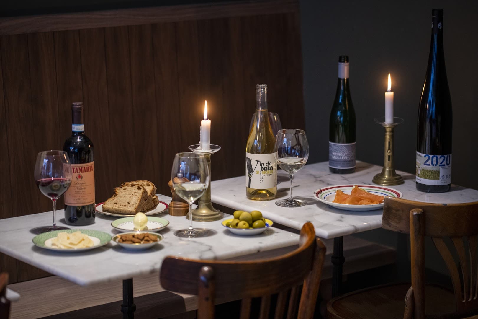 Candlelit table setting at Cloth, London