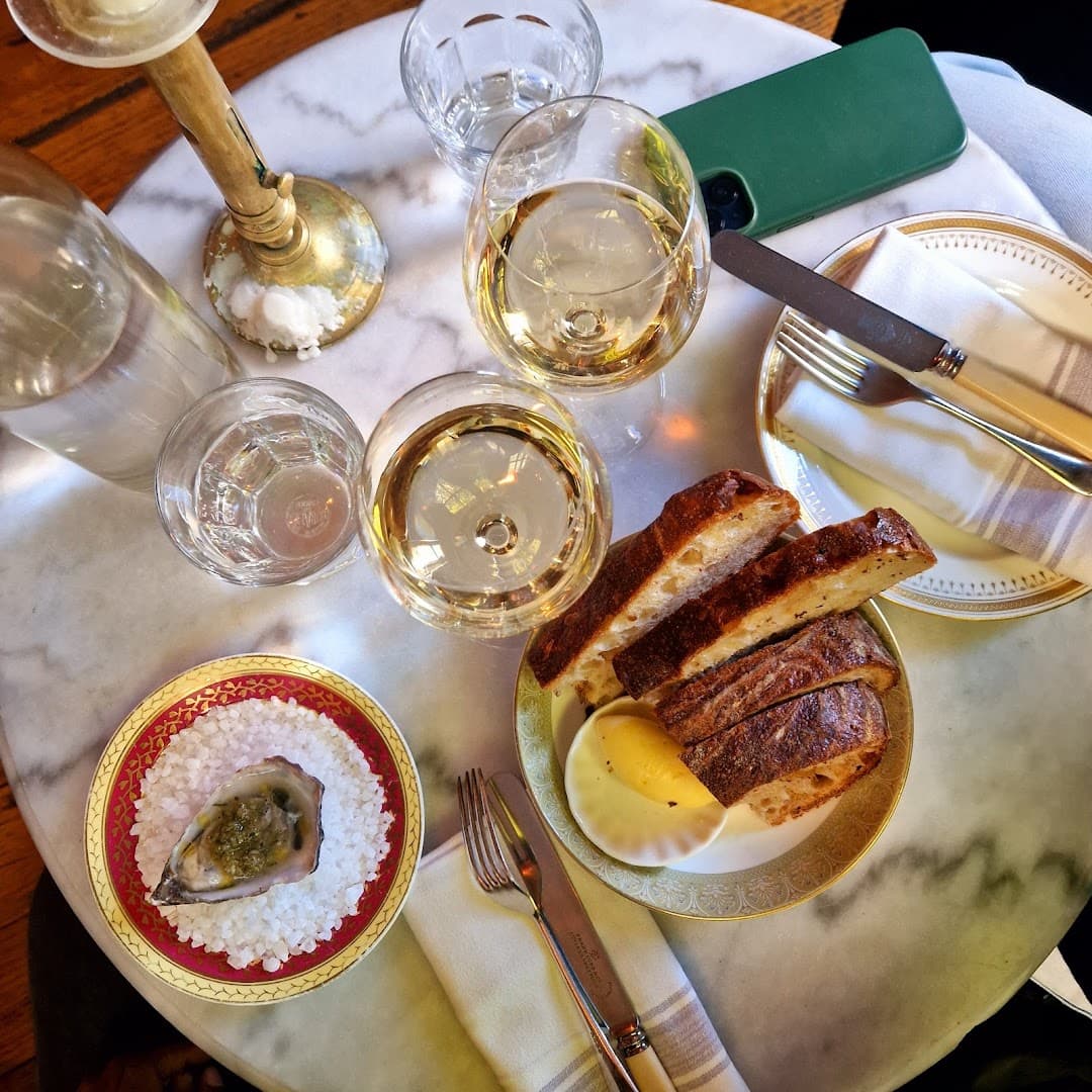 Oyster bread wine service at Cloth, London