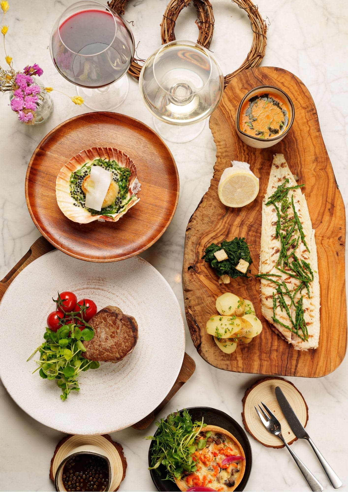Seafood dining spread at The Parlour, London