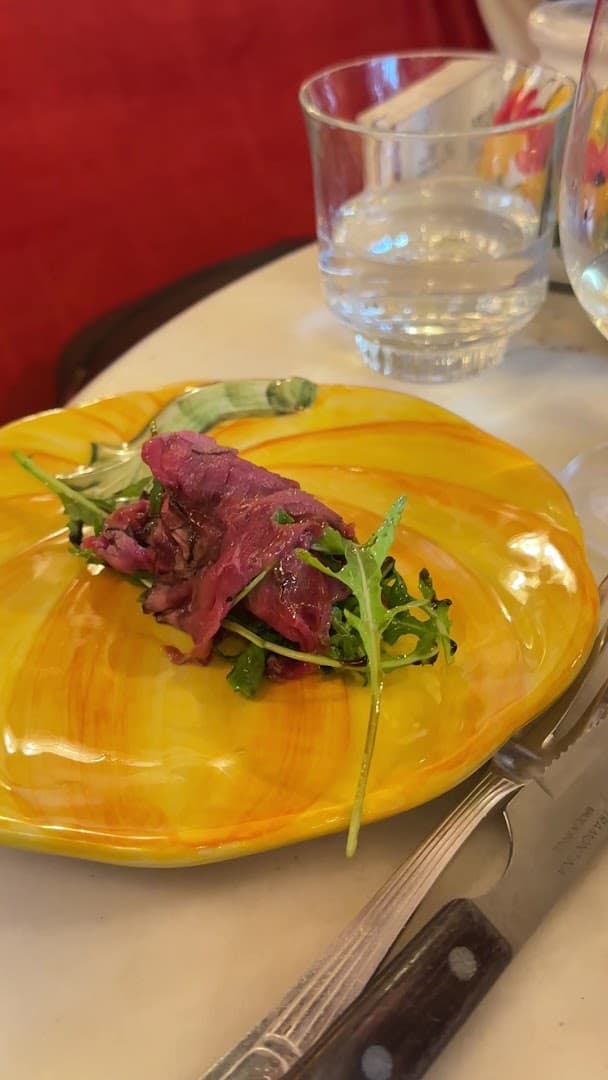 Beef carpaccio starter at Ave Mario, London