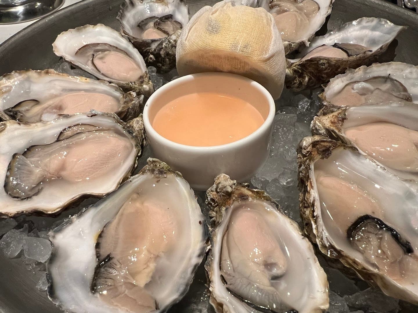 Fresh oysters platter at Origin City, London