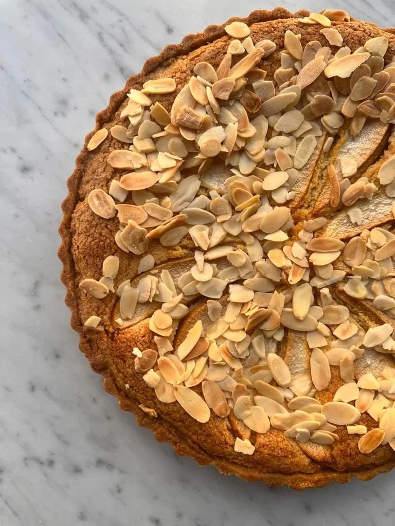 Pear almond tart at Potter & Reid, London