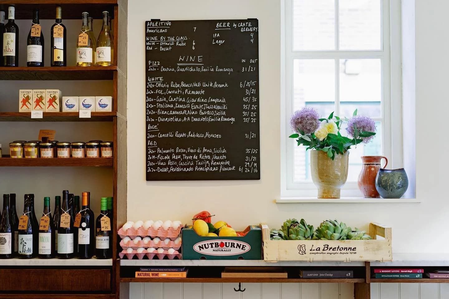 Wine bar retail area at Potter & Reid, London