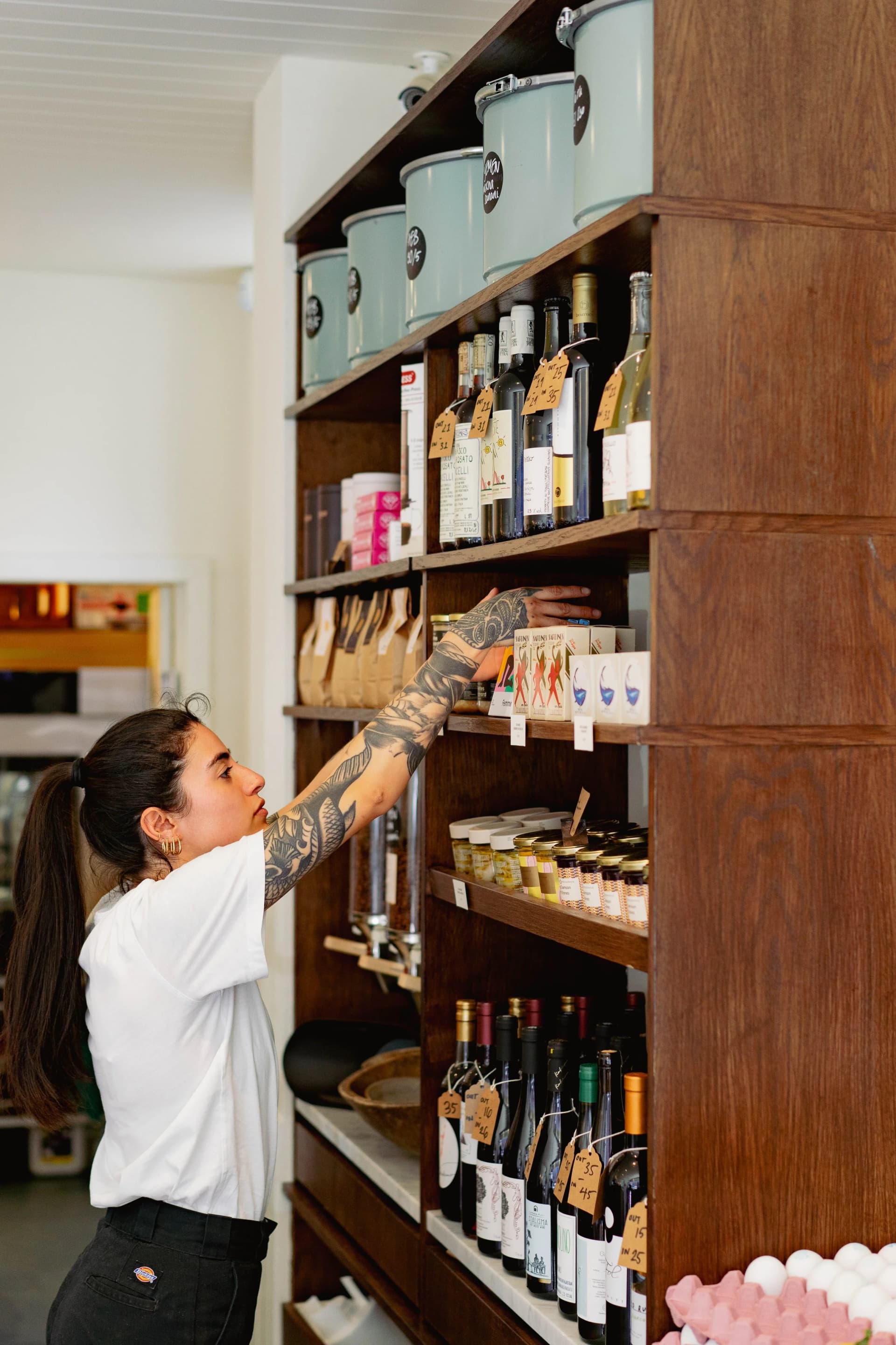 Wooden pantry shelving at Potter & Reid, London