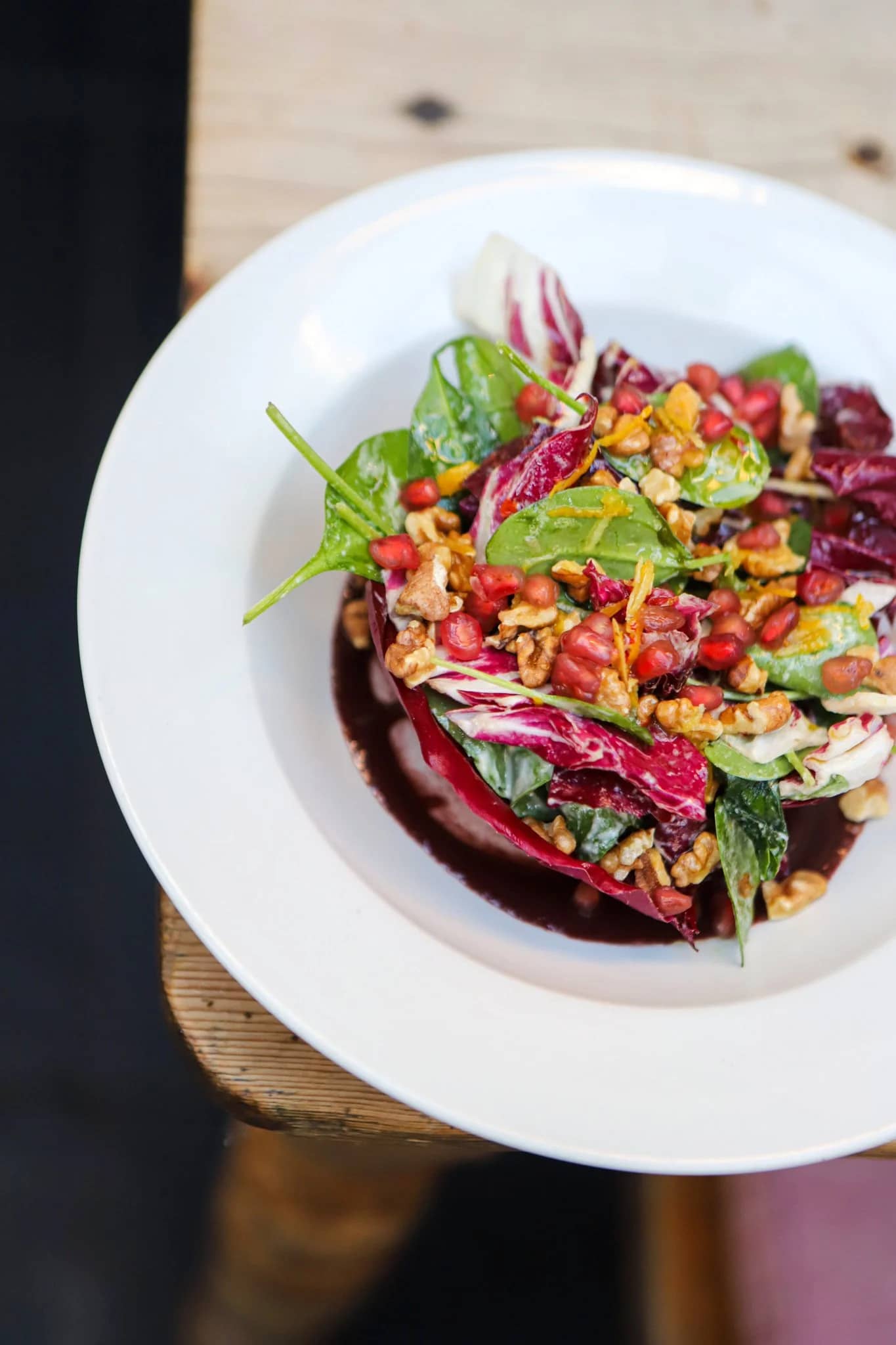 Autumn salad with walnuts and pomegranate at The Duke Organic, London