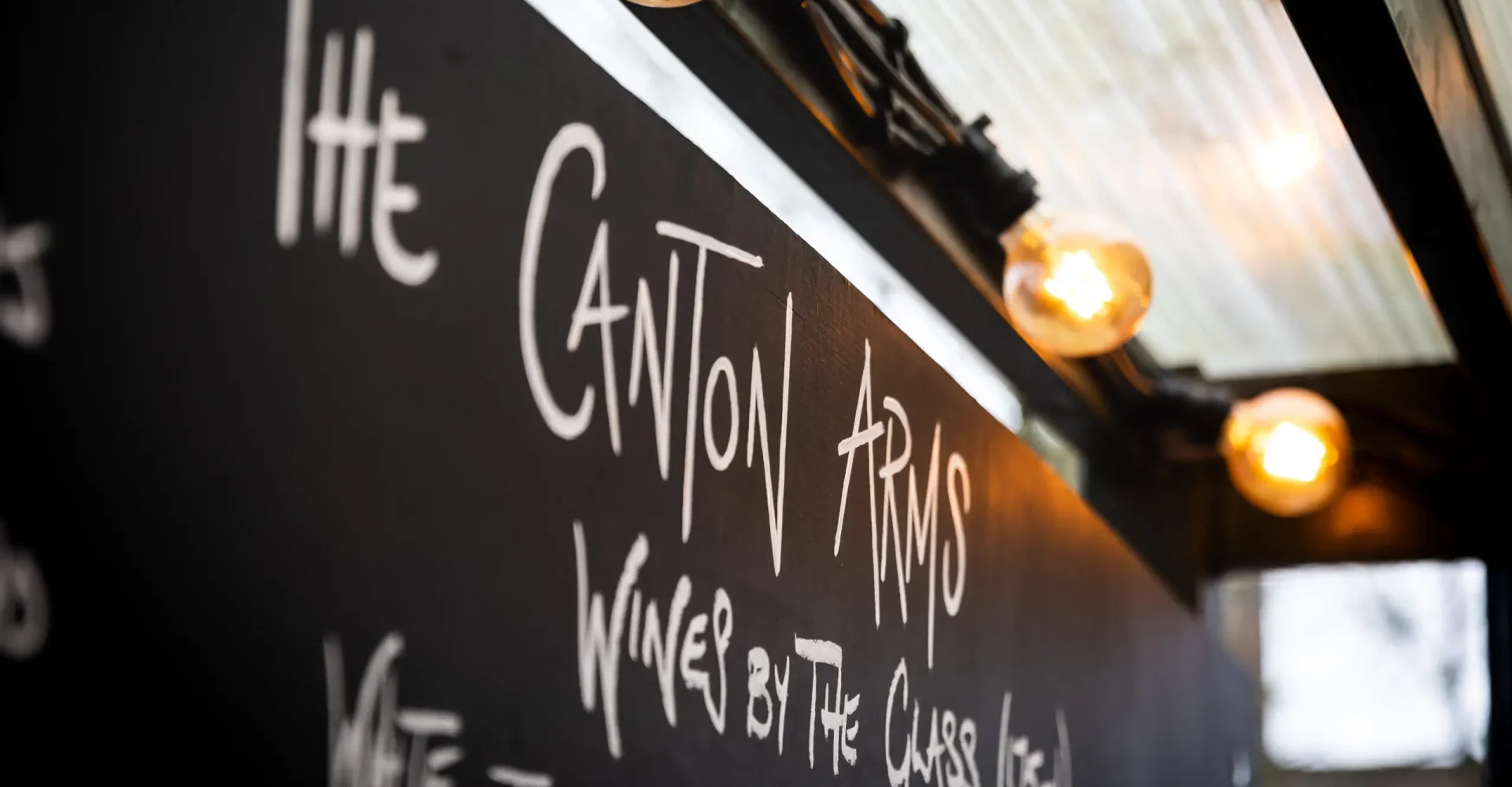 Chalkboard wine menu at Canton Arms, London