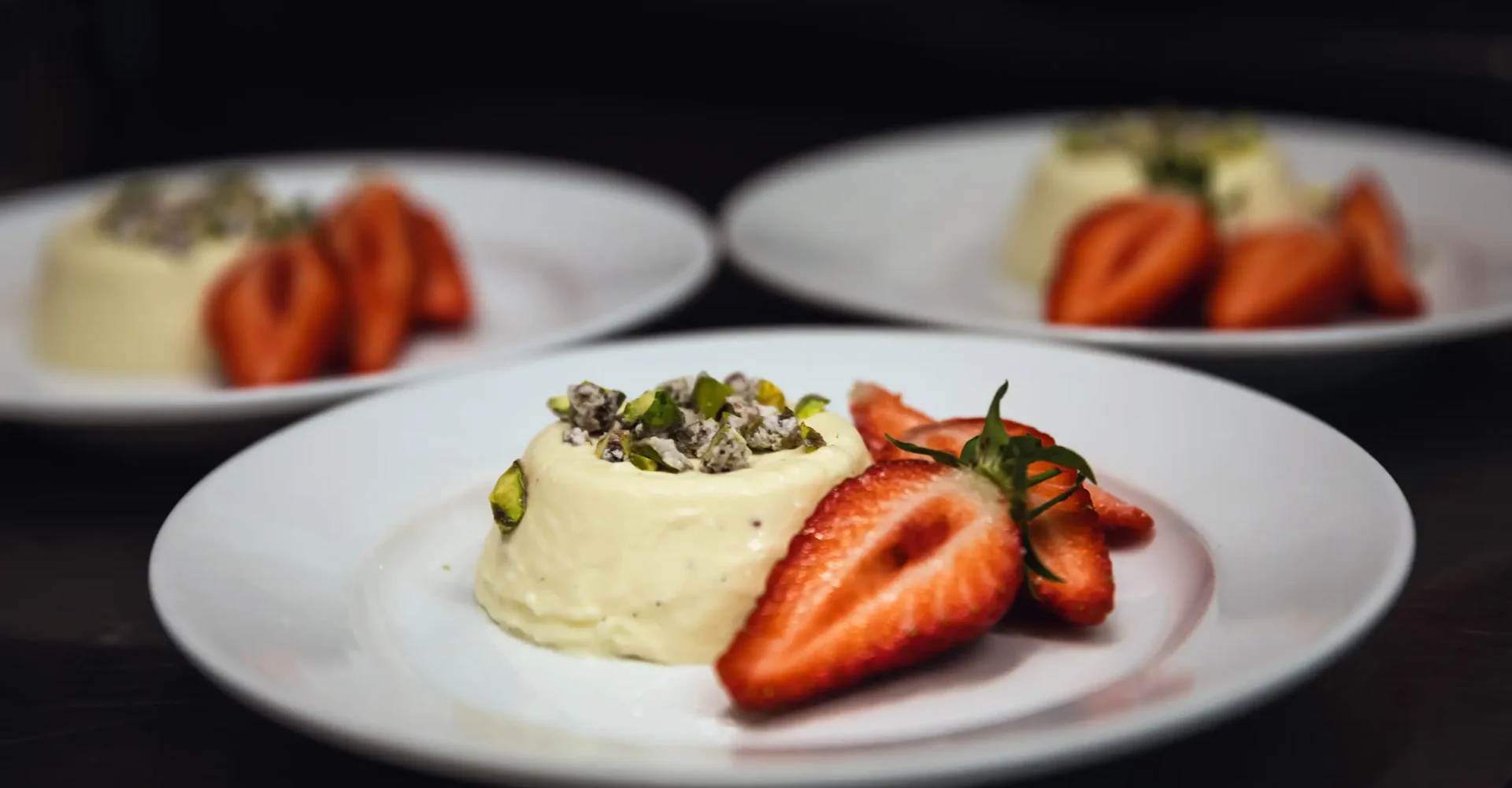 Dessert plate with strawberries at Canton Arms, London