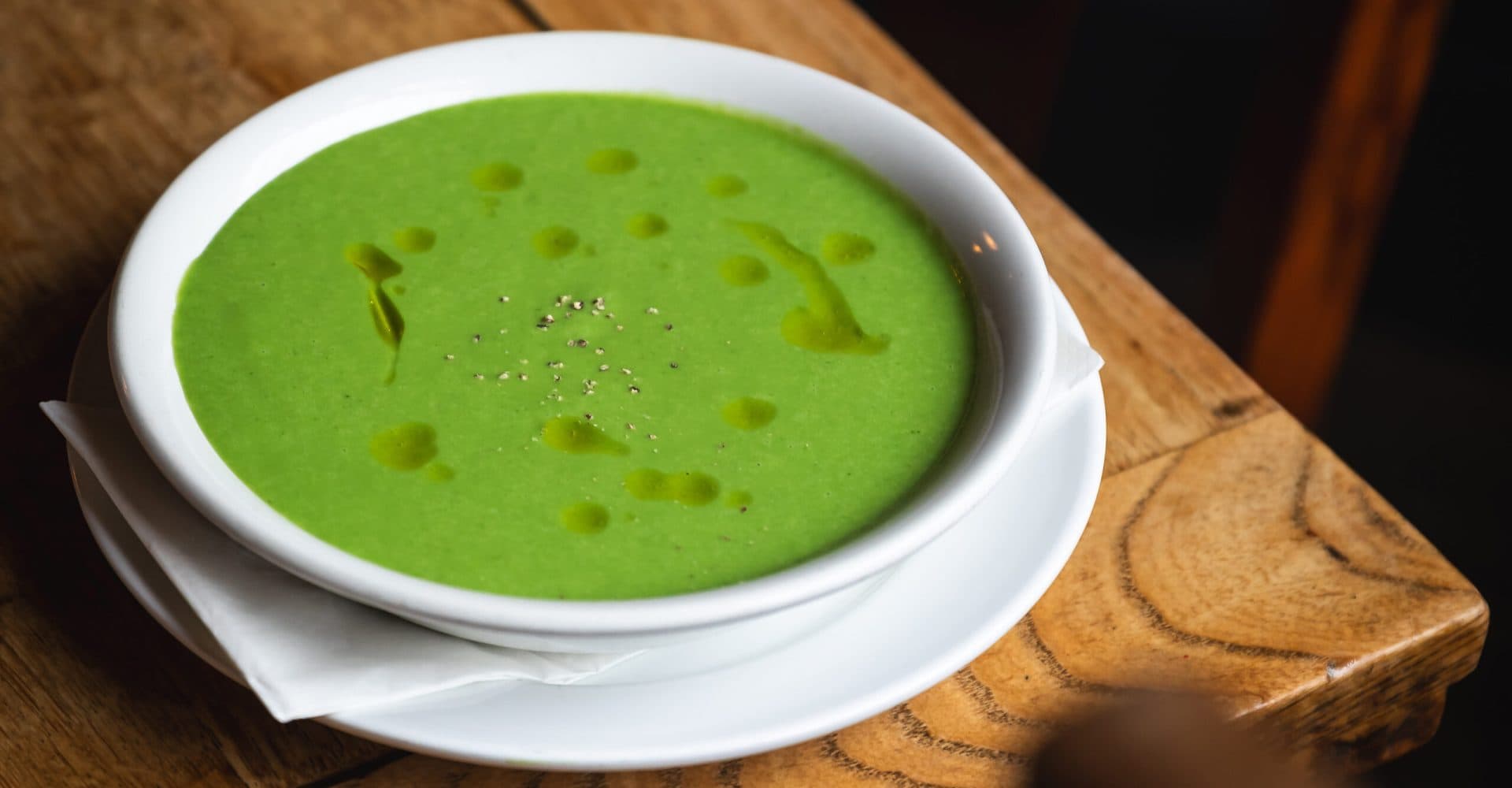 Green soup dish at Canton Arms, London