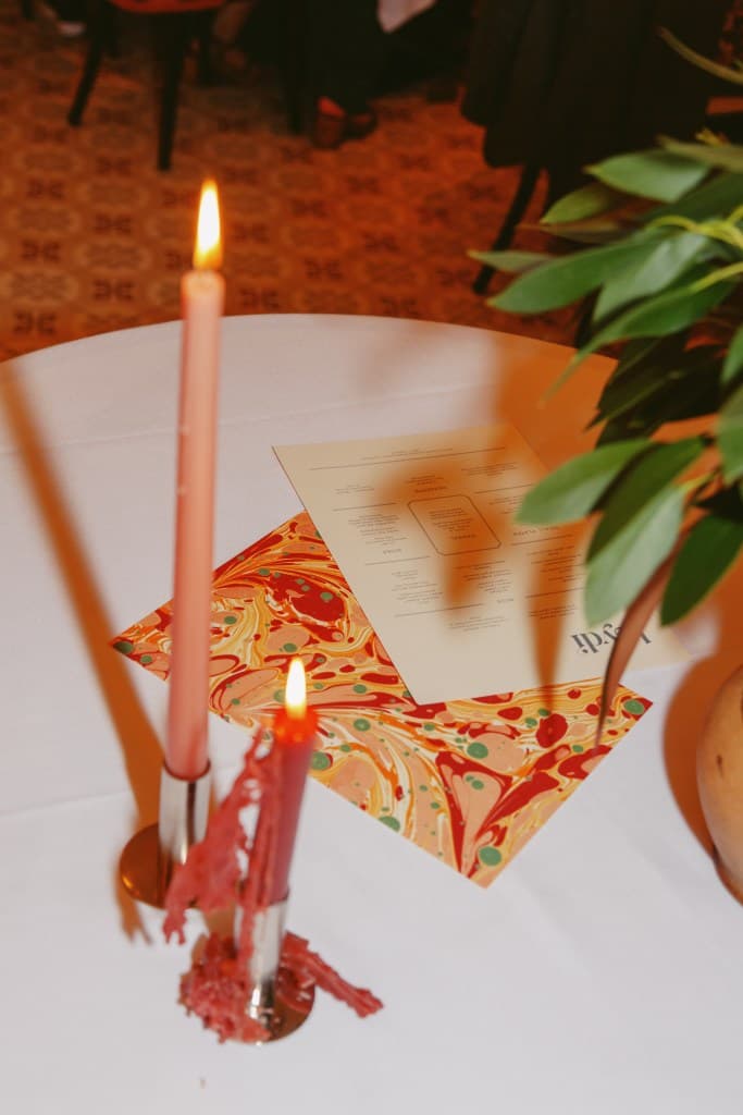 Intimate table setting with candlelight at LEYDI, London