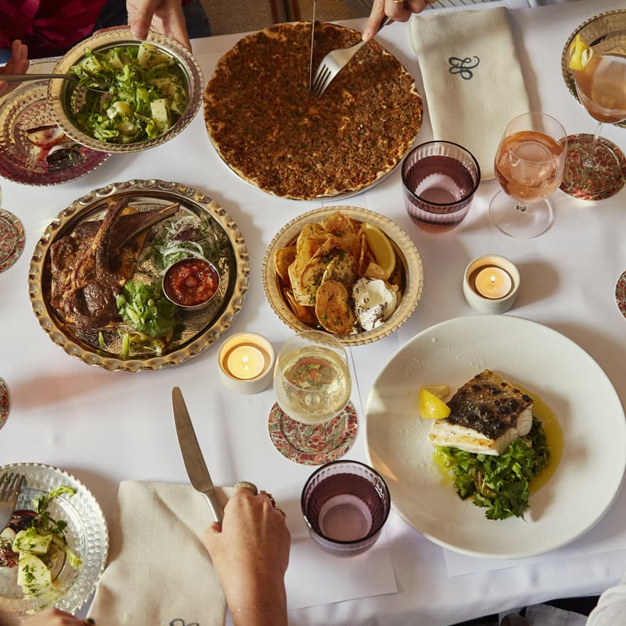 Turkish mezze spread at LEYDI, London