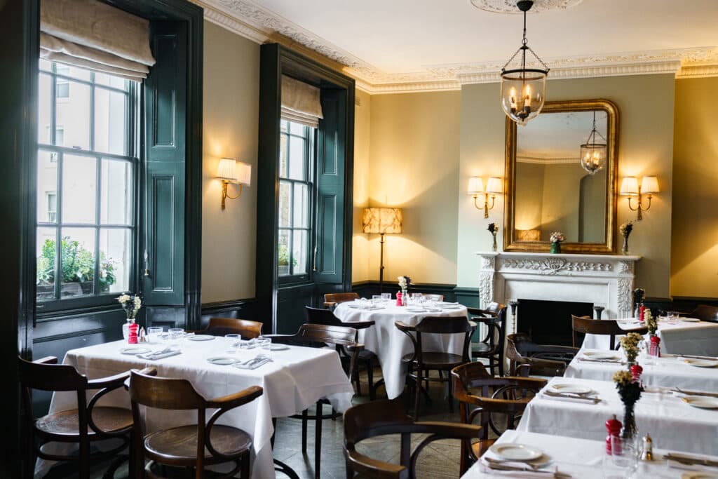 Elegant dining room at The Thomas Cubitt Pub Belgravia, London