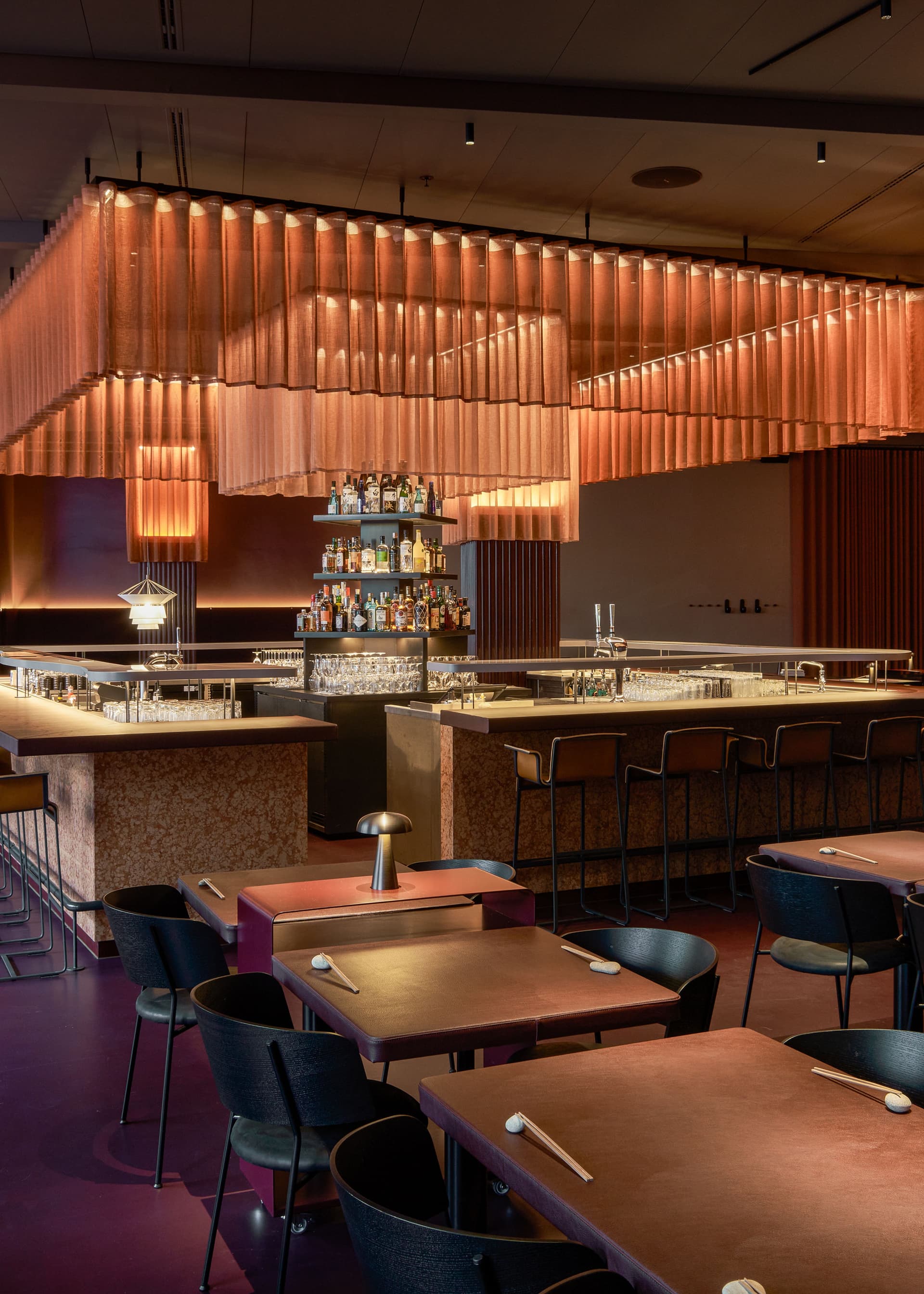 Contemporary bar area at Sticks'n'Sushi, London