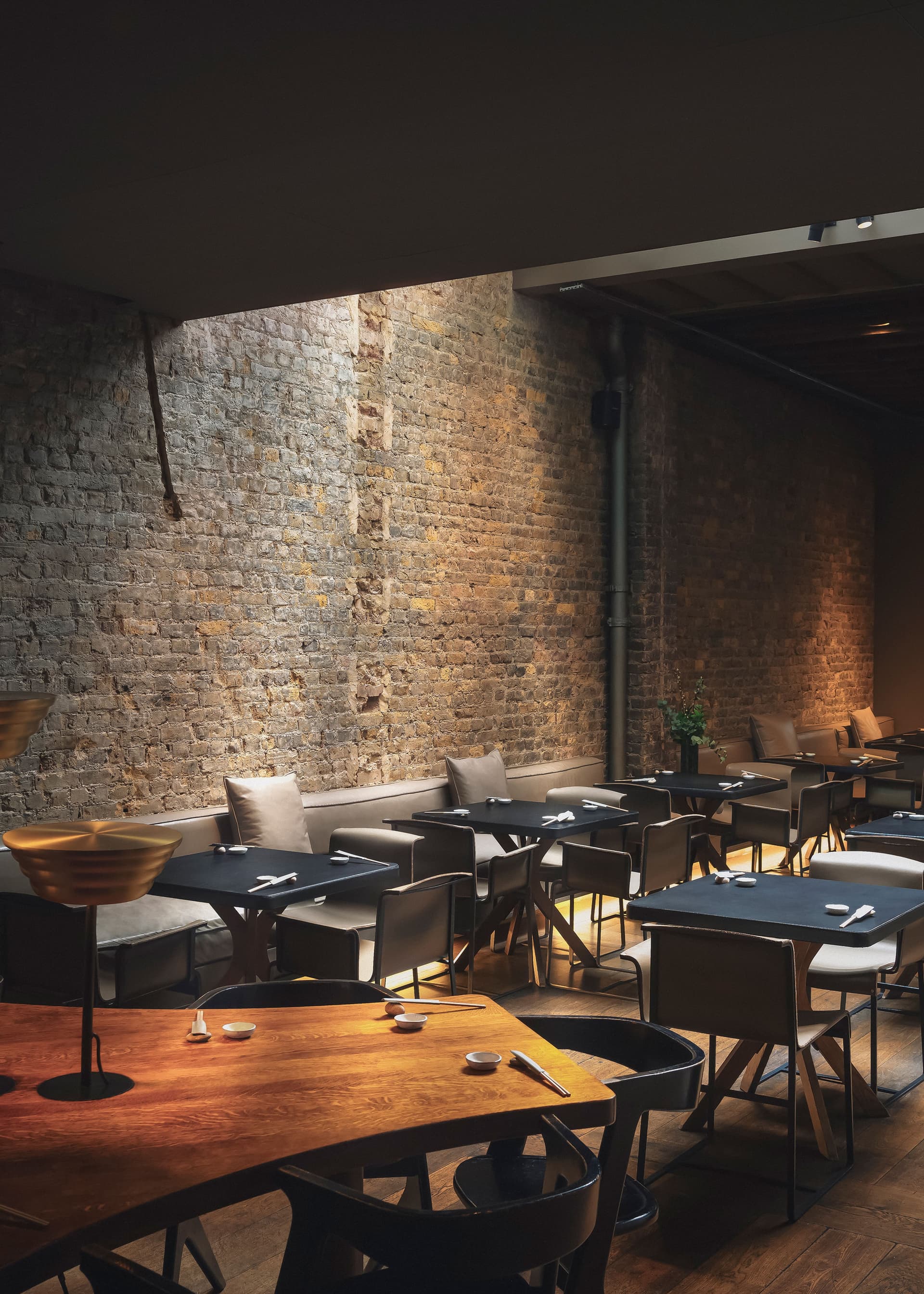 Exposed brick dining room at Sticks'n'Sushi, London