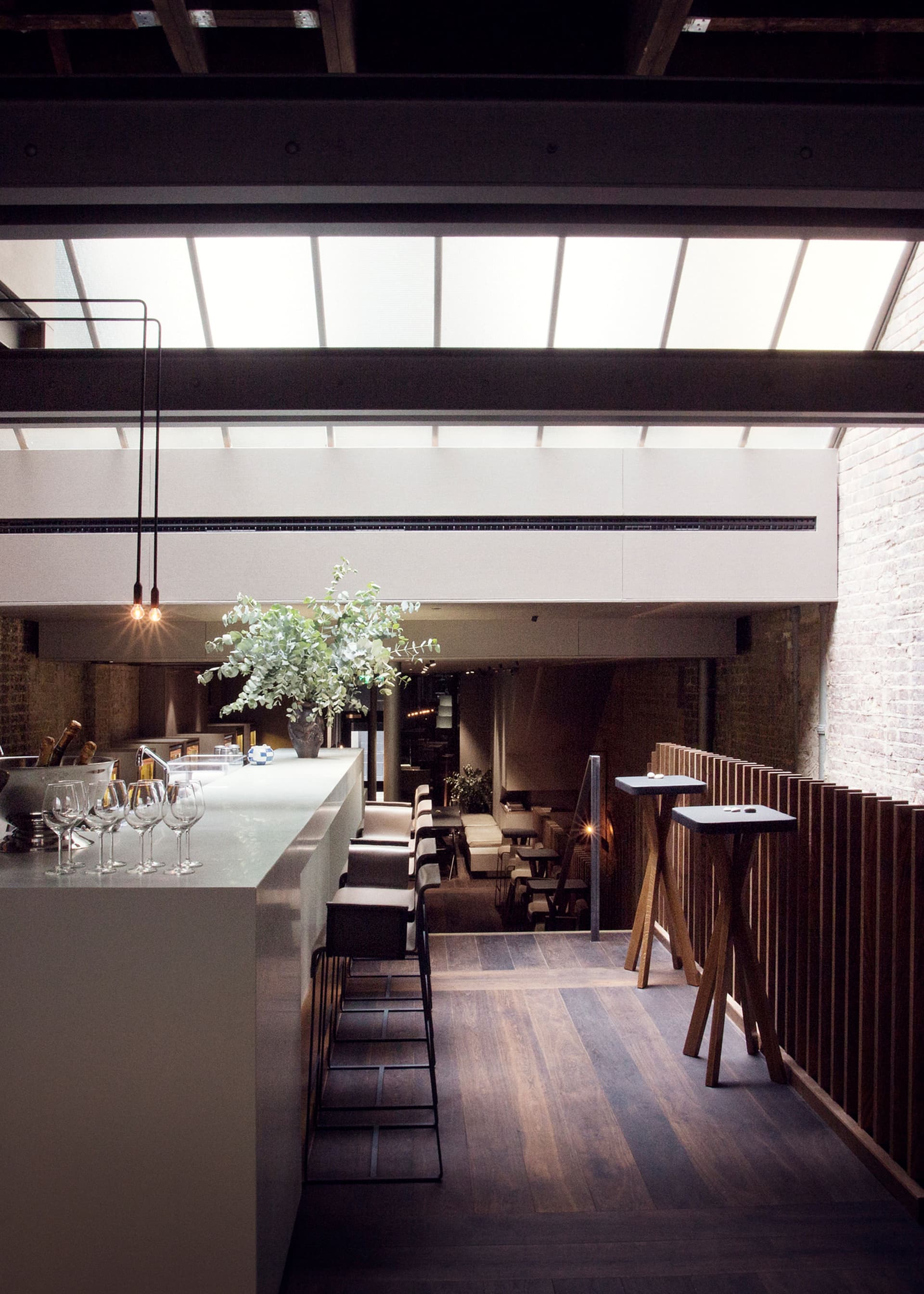 Modern dining room with mezzanine at Sticks'n'Sushi, London