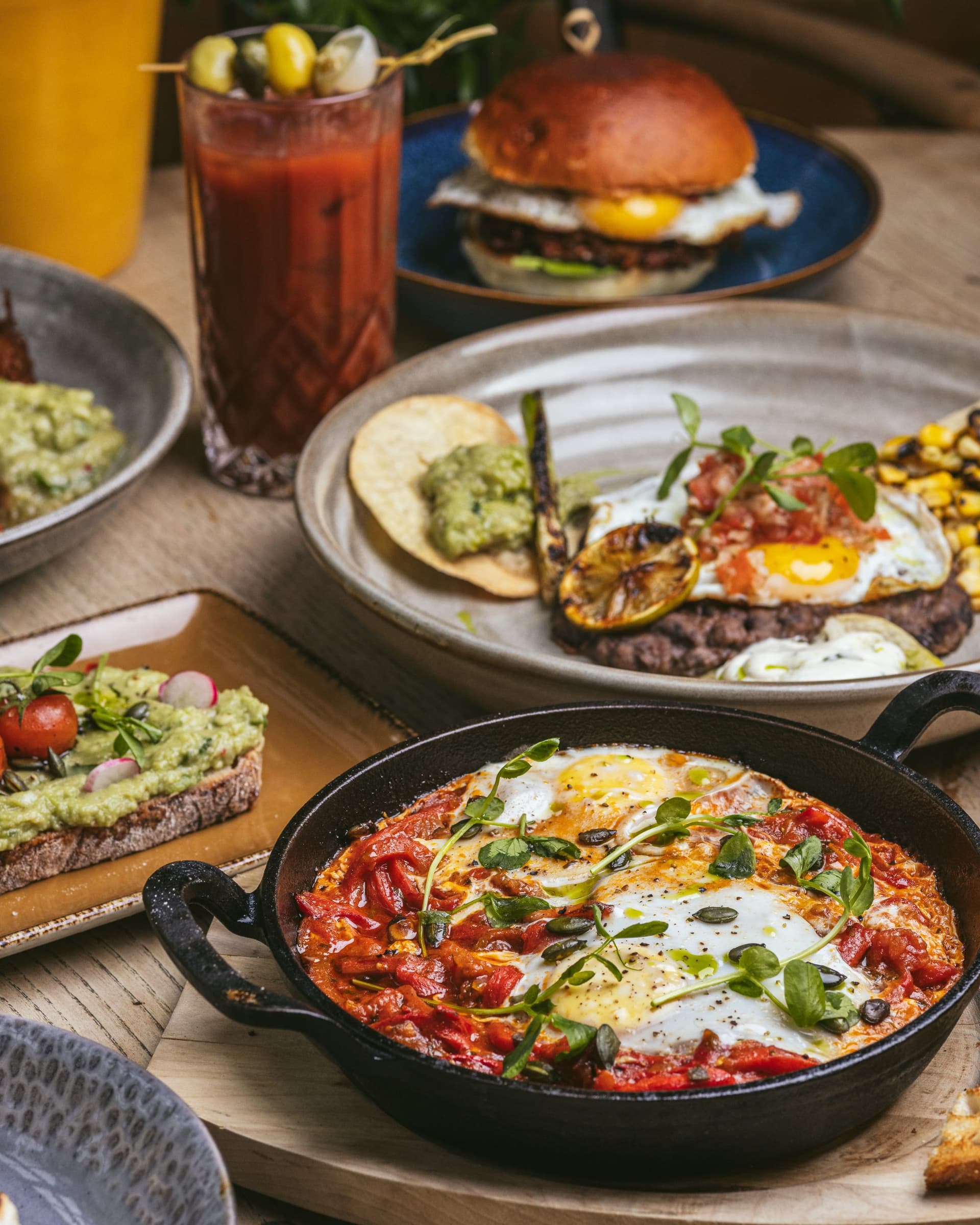 Brunch spread at Archie's, London