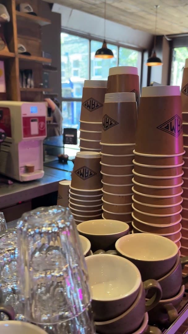 Coffee bar counter setup at Tamp Coffee, London