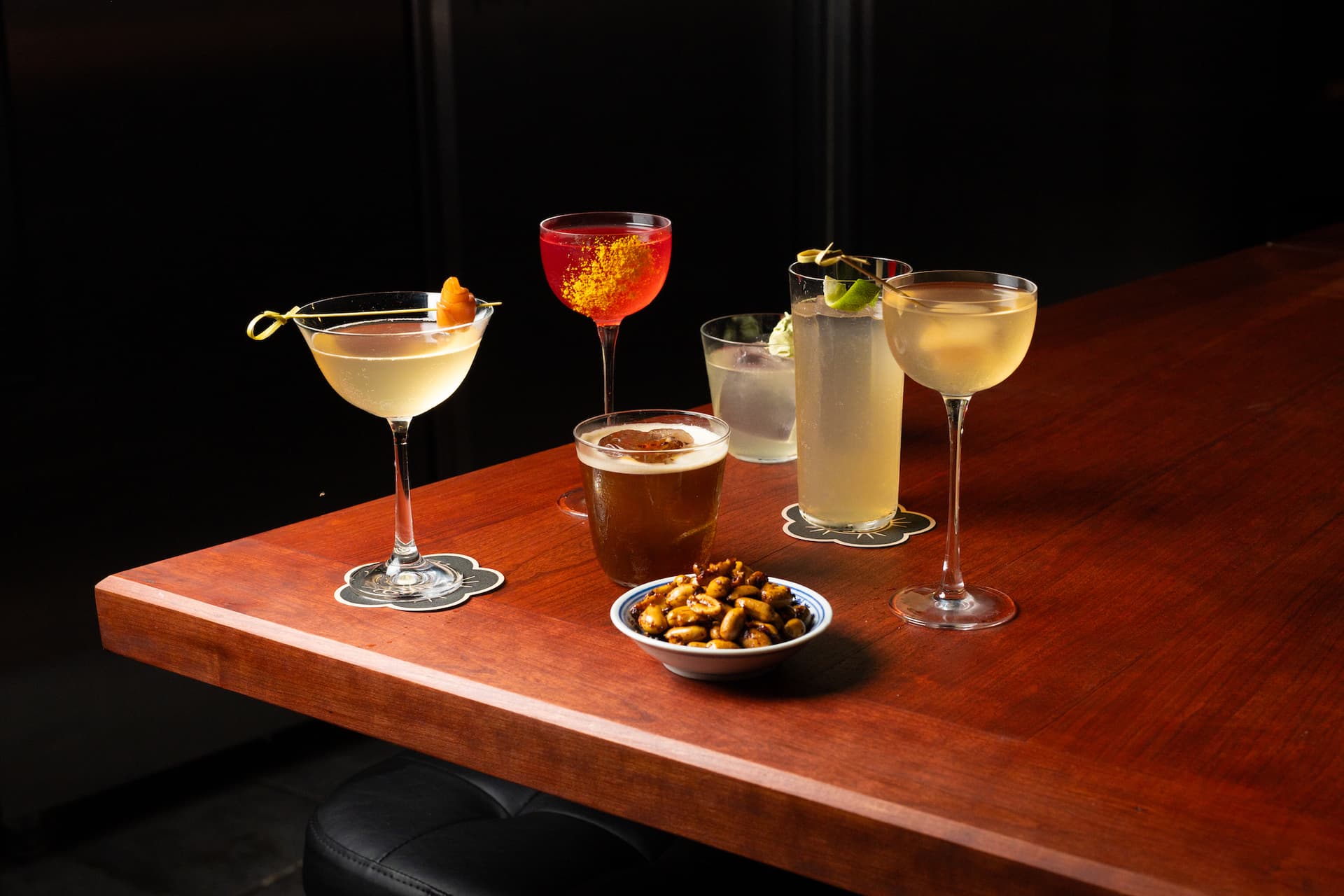 Cocktail selection and bar service at Daddy Bao Taiwanese Restaurant, Tooting, London