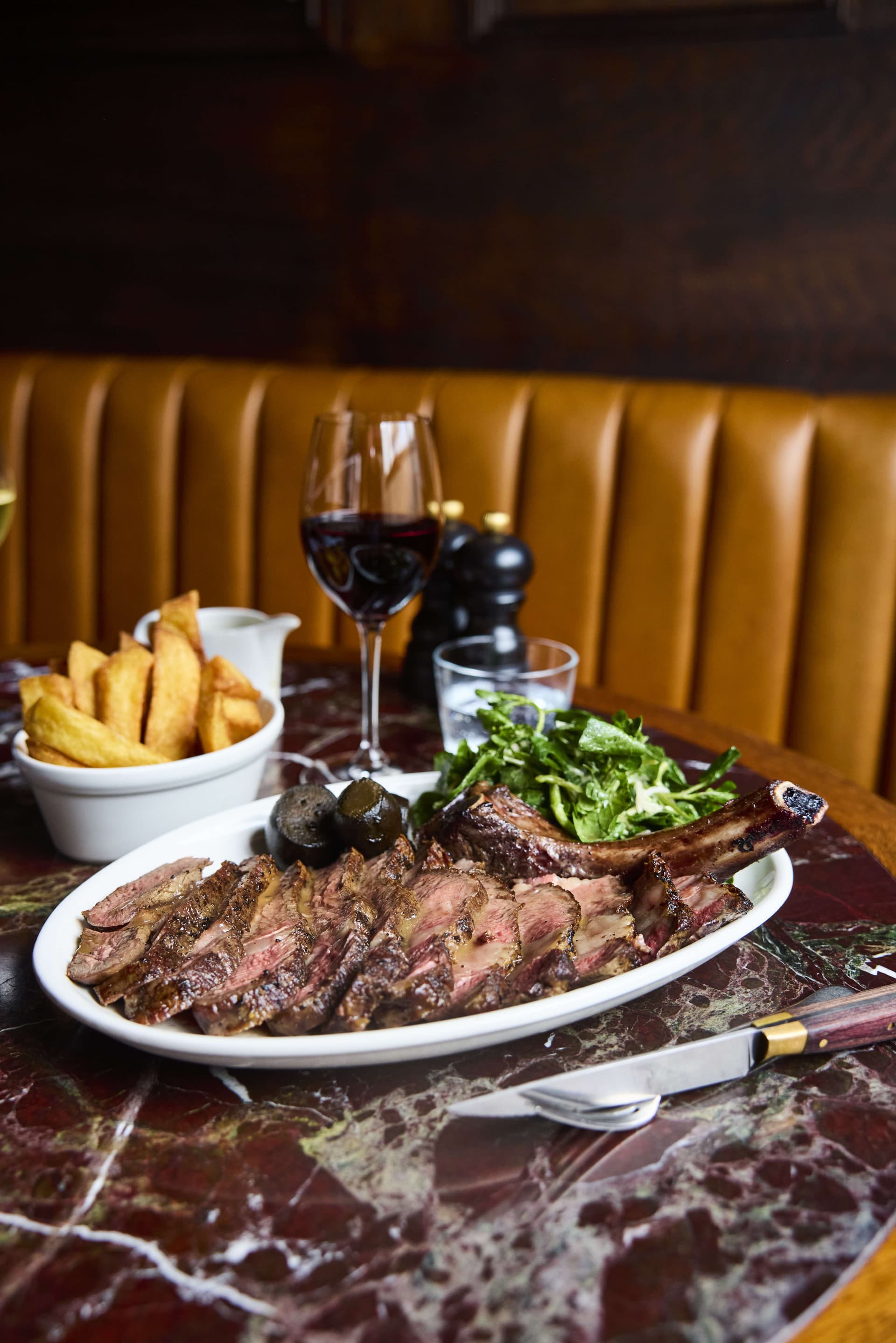 Sliced steak platter at The Blue Stoops, London