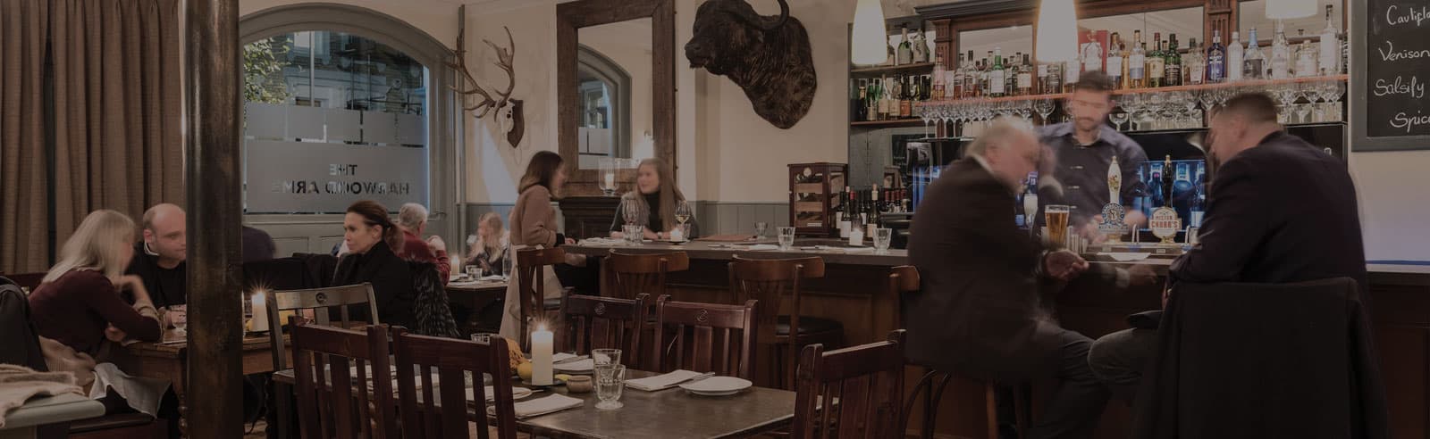Main dining room at The Harwood Arms, London