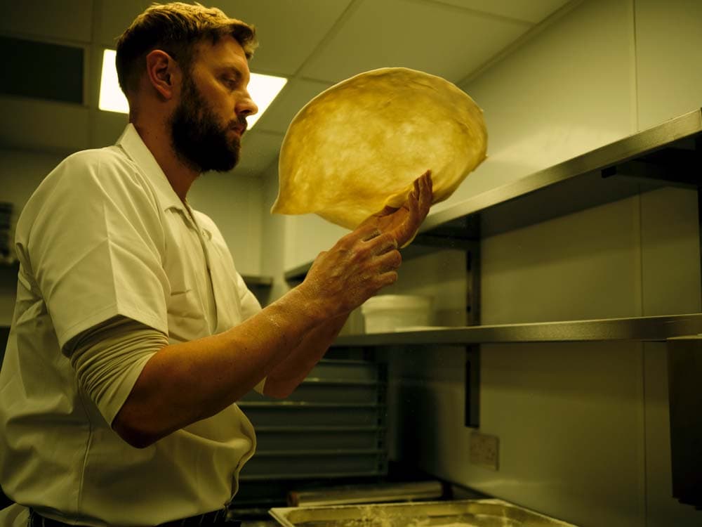 Pizza dough preparation at Crisp W1, London