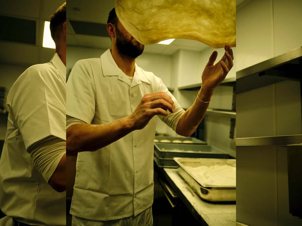 Pizza dough preparation at Crisp W1, London