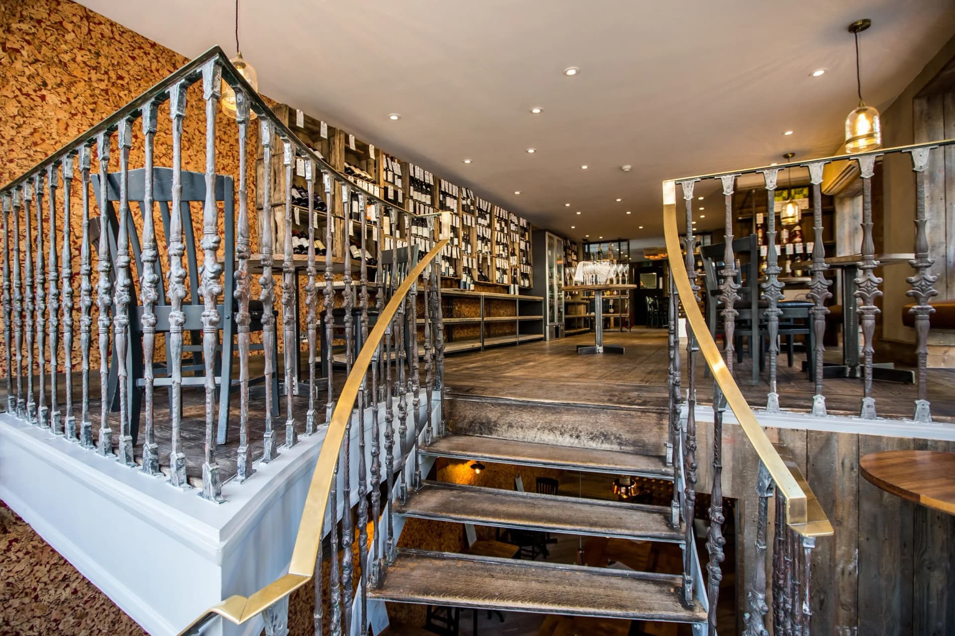Wine bar staircase at Humble Grape, London